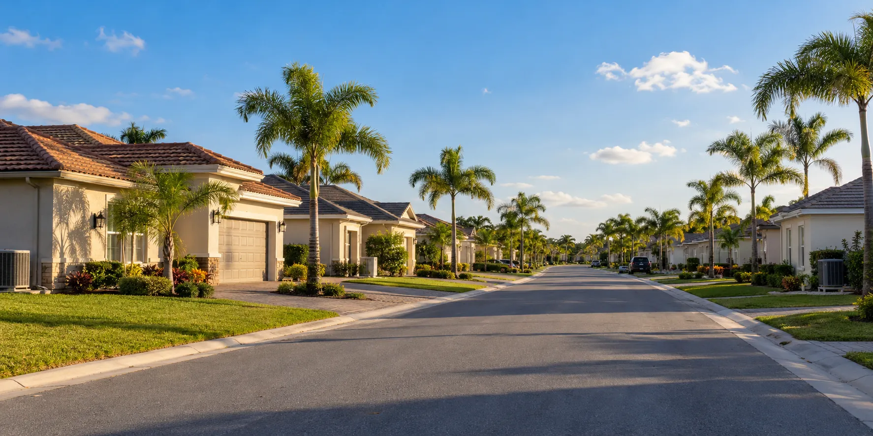 A neighborhood of warm-climate homes served by local HVAC providers in the Apopka area